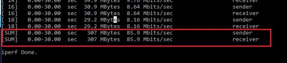 get max network bandwith with iperf tool