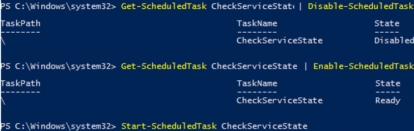 disable/enable/start sheduled task manually