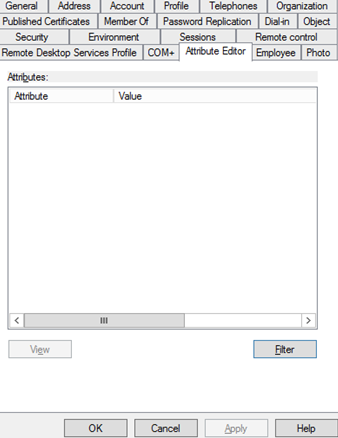 empty user attribute list in aduc