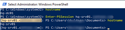 Enter-PSSession cmdlet allows to run commands in interactive session with a single remote computer