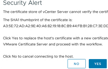 ESXi SHA thumbprint 