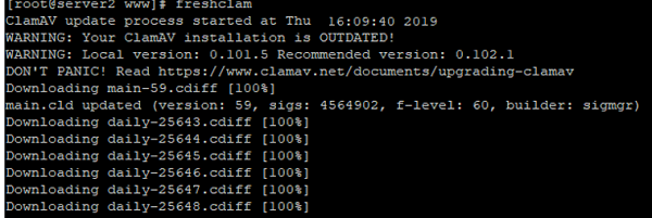 freshclam - update clavam antivirus definitions database