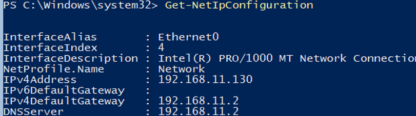 Get-NetIPConfiguration - view ip setting on hyper-v