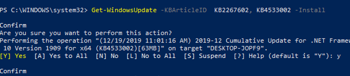 Get-WindowsUpdate Install updates powershell