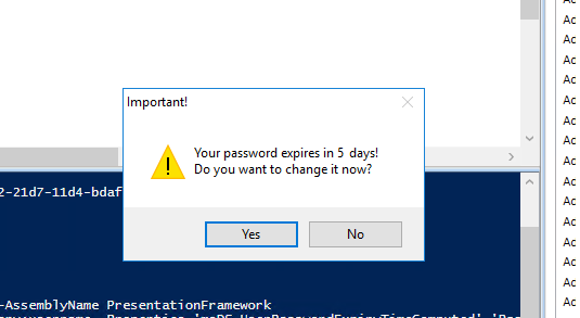 password expiration reminder using PowerShell