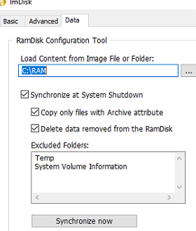 Persist files and folders on a RAM disk after shutdown