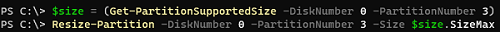 PowerShell: Resize-Partition 