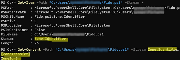 Read Zone.Identifier alternate data stream with PowerShell