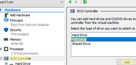 VM - add dvd drive
