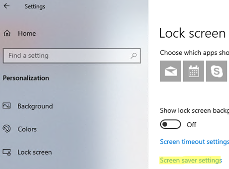 Windows 10: Screen Saver Settings