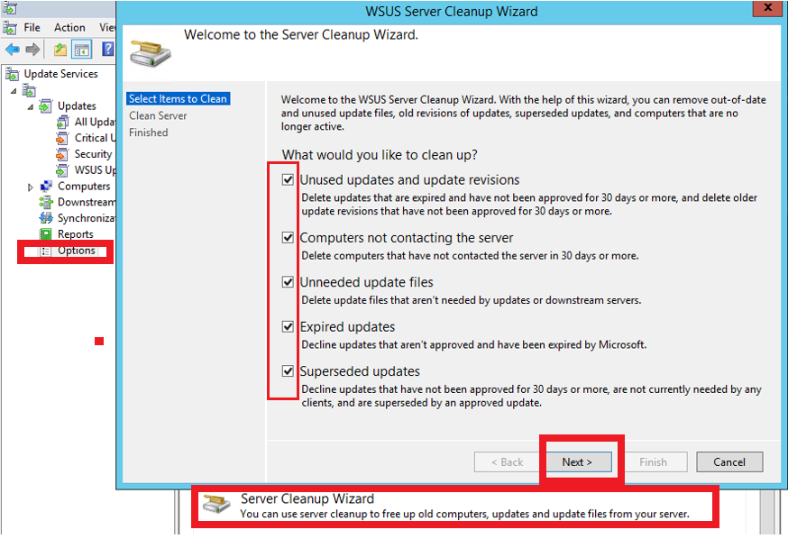 wsus server cleanup wizard