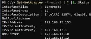 check network adapter IP settings