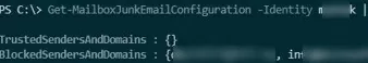 Get-MailboxJunkEmailConfiguration in Outlook