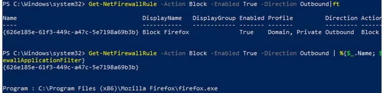 Get-NetFirewallrule - view firewall rule properties