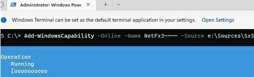 install net 3.5 framework with powershell offline