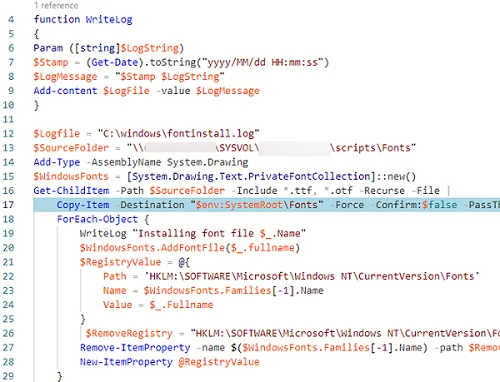Install new fonts in Windows with a PowerShell script 