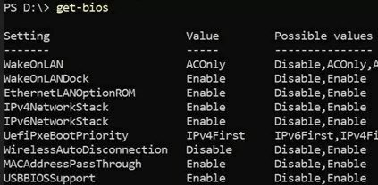 list bios (uefi) settings with powershell