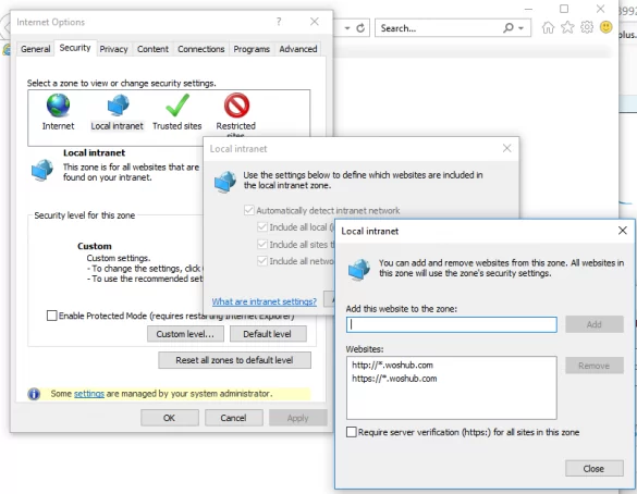 local intranet zone for kerberos auth