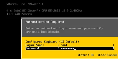 login VMware ESXi DCUI