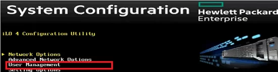 Manage HPE iLO users from RBSU