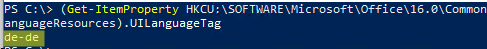 Office: check UILanguageTag with PowerShell