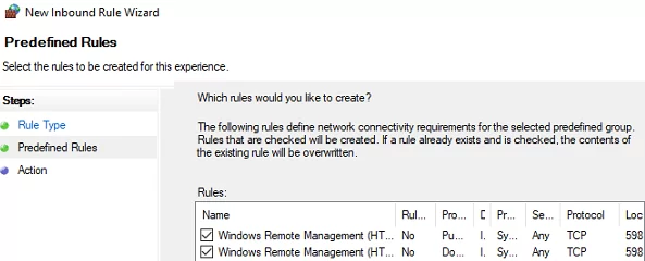 open Windows Remote Management firewall ports