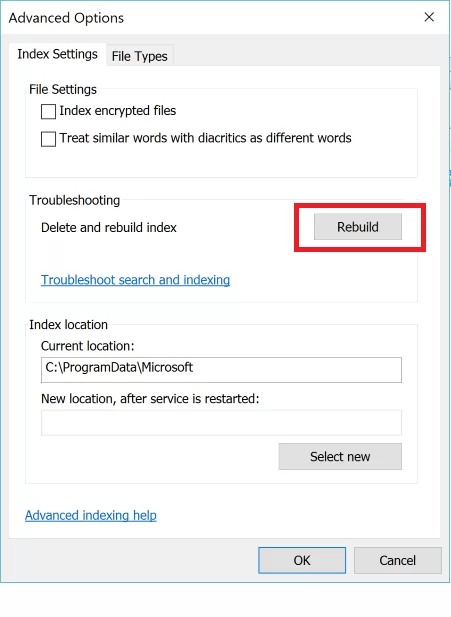 Outlook rebuid indexing