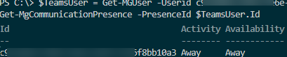 PowerShell: update Teams user presence/status 