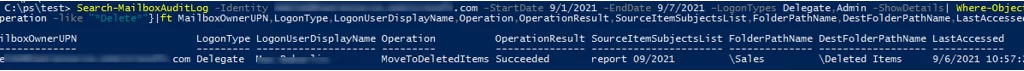 Search-MailboxAuditLog powershell cmdlet