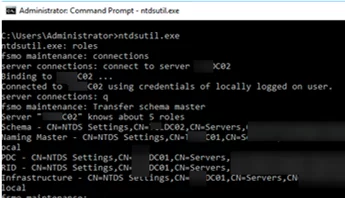 transfering fsmo roles using ntdsutil