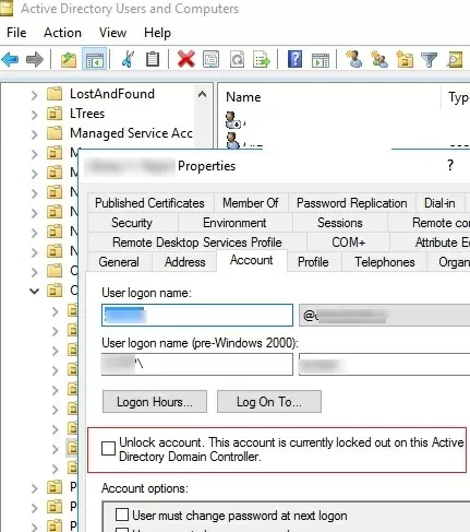 unlock user account from aduc