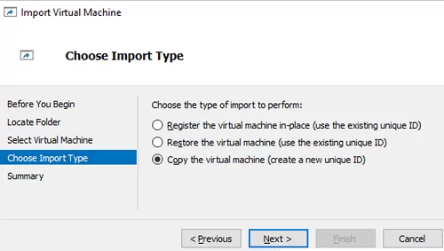 VM importing virtual machine ID