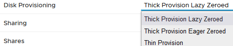 VMware disk provisionong
