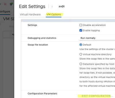 VMware VM configuration