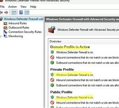 windows defender firewall blocks all inbound connections by default